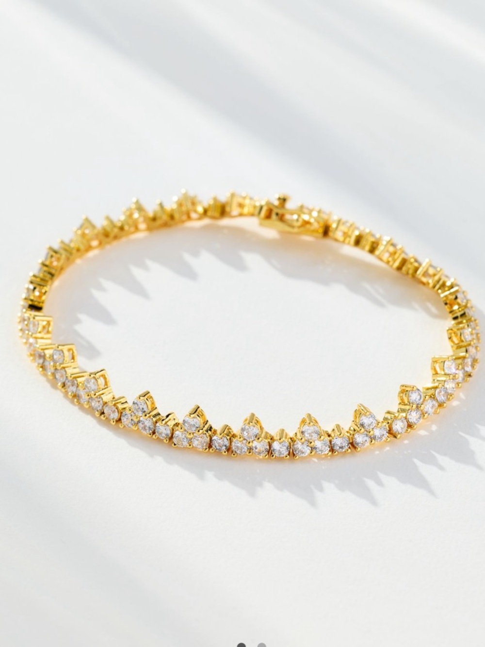 Anthropologie 14KT Gold Plated Mixed Crystal Tennis Bracelet NEW